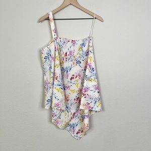 Cato Plus Sportswear One Sleeve White Floral Blouse 14 16